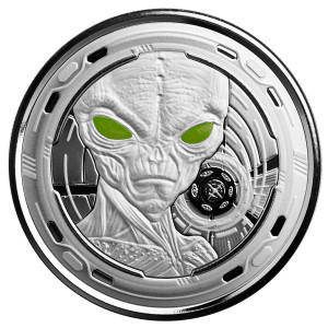 Stříbrná mince Alien 1 oz proof, kolorovaná 2022