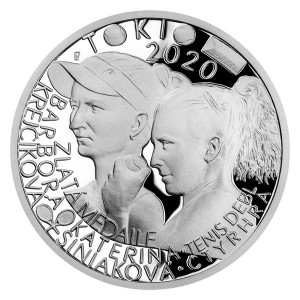 Stříbrná mince Barbora Krejčíková a Kateřina Siniaková 1/2 oz proof 2022