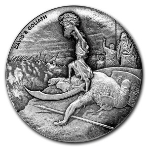 Stříbrná mince Biblická série David a Goliáš 2 oz 2015