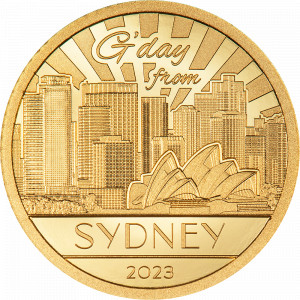 Zlatá mince Big City Lights - Sydney 0.5 g proof 2023
