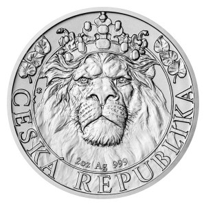 Stříbrná mince Český lev 2 oz b.k. 2022