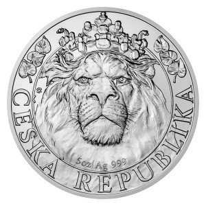Stříbrná mince Český lev 5 oz b.k. 2022