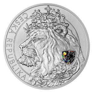 Stříbrná mince Český lev 5 oz b.k. s hologramem 2021