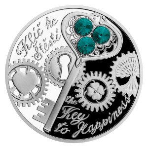 Stříbrná mince Crystal coin - Klíč ke štěstí 1 oz proof 2022