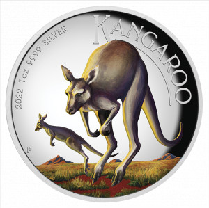 Stříbrná mince Klokan 1 oz vysoký reliéf kolorovaná 2022
