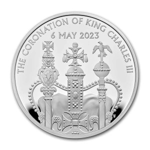 Stříbrná mince Král Karel III. - Korunovace UK 5 GBP 26 g proof 2023