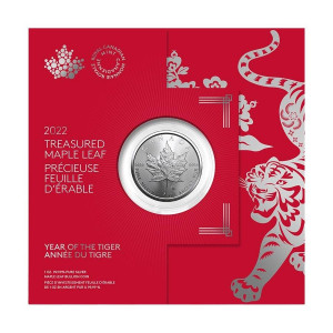 Stříbrná mince Maple Leaf Rok Tygra 1 oz BU 2022