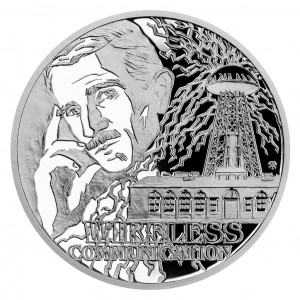 Stříbrná mince Nikola Tesla - Bezdrátová komunikace 1 oz proof 2023