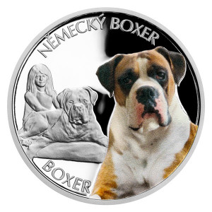 Stříbrná mince Psí plemena - Boxer 1 oz proof 2023