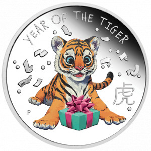 Stříbrná mince Rok Tygra Baby 1/2 oz proof 2022