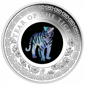Stříbrná mince Rok Tygra opálová série 1 oz 2022