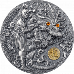 Stříbrná mince Shaolin Kung-Fu Drak 2 oz vysoký reliéf 2023
