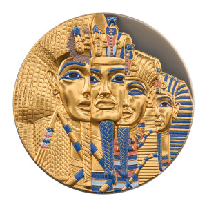 Stříbrná mince Tutanchamonova hrobka 2 oz pozlacená, vysoký reliéf 2022