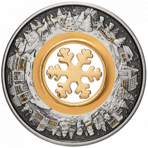 Stříbrná mince Vánoční země zázraků 2 oz antique finish 2021