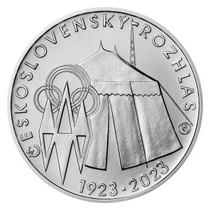 Stříbrná mince Zahájení pravidelného vysílání československého rozhlasu 200 Kč špičková kvalita 2023