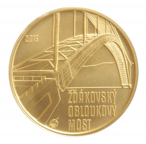 Zlatá mince Žďákovský obloukový most 1/2 oz b.k.