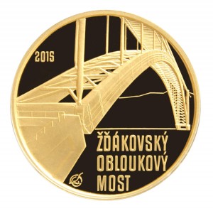 Zlatá mince Žďákovský obloukový most 1/2 oz proof