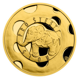 Zlatá medaile Slon pro štěstí 3,49 g proof