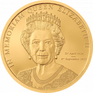 Zlatá mince In Memoriam Queen Elizabeth II 0.5 g proof 2022