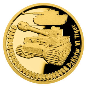 Zlatá mince Obrněná technika -  PzKpfw VI Tiger 1/10 oz proof 2022