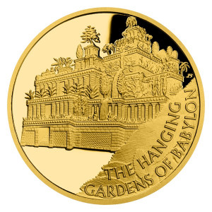 Zlatá mince Sedm divů starověkého světa - Visuté zahrady Semiramidiny 1 oz proof 2021